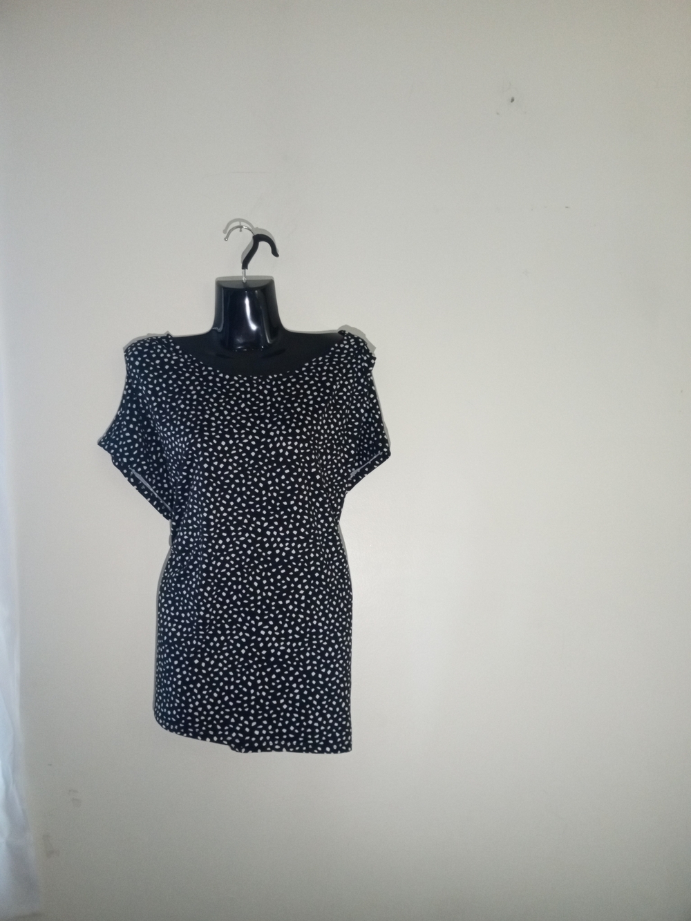 Black Polka Dot Short Sleeve Women's Top